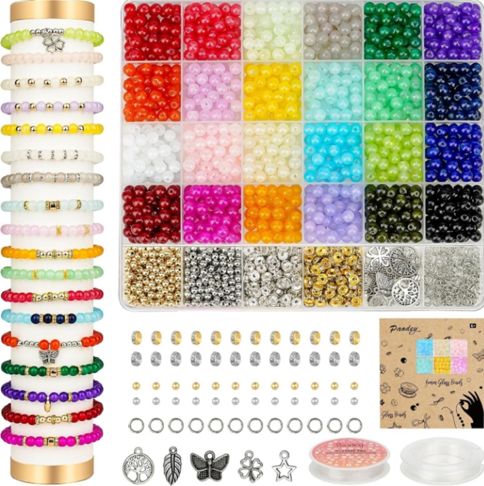 1400pc Glass Beaded Bracelet Making Kit